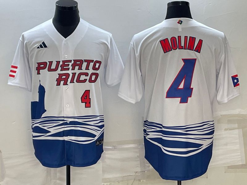Men 2023 World Cub #4 Molina White MLB Jersey4